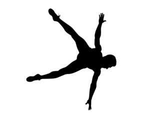 Active Man Silhouette in Motion Performing Sitting and Tumbling Exercise Poses”