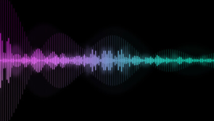 An illustration of neon colored waveform