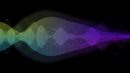 An illustration of neon colored waveform