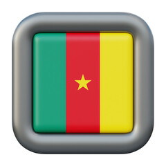 Fototapeta premium Cameroon flag 3D icon button with national colors and star.