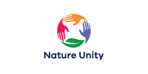 Nature Unity Logo, Partnership Hand, Green Collaboration
