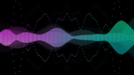 An illustration of neon colored waveform
