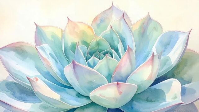 Close-up of a vibrant succulent plant with pastel-colored leaves, showcasing its intricate rosette pattern and delicate hues.