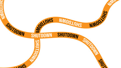 USA Shut Down with Yellow Hazard Tape Design Background. banner for poster, flyer, ads, brochure, instagram, web. USA shutdown and government closed concept. Vector Illustration 