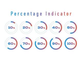 パーセントインジケーターアイコンセット | グラデーションの円形インフォグラフィック