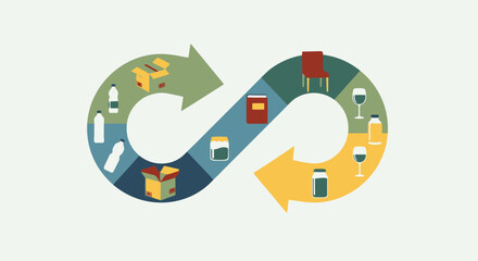 Circular Economy Illustration Showcasing Sustainable Consumption and Production Cycle for Environmental Awareness and Business Sustainability Campaigns
