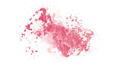 Abstract Vibrant Red Paint Splatter Watercolor texture on Transparent Background