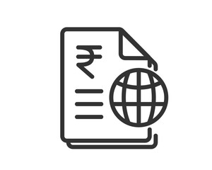 Global Finance Document Icon with Rupee Symbol – International Trade and Indian Economy Concept