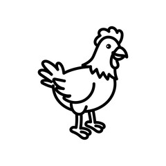 Chicken Outline Graphic on Transparent Background Farm Animal Illustration Black and White Poultry Drawing Simplicity in Doodle Style Vector Icon