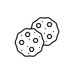 Chocolate Chip Cookies Line Icon on Transparent Background