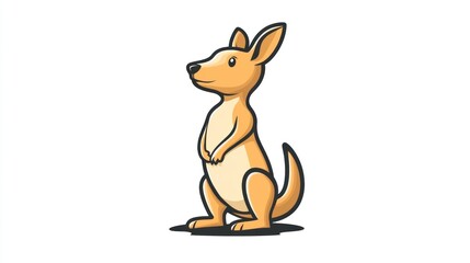 Cute Kangaroo Cartoon, Standing, Australia, White Background, Children's Book