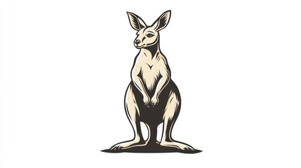 Standing Kangaroo, Australian Outback, wildlife illustration, logo design