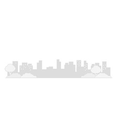 Naklejka premium Monochrome Cityscape Silhouette on Transparent Background Urban Skyline with Buildings Trees Bushes Simple Illustration Minimalist Design Architectural Landscape