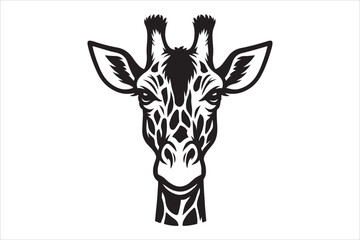white and black giraffe head silhouette vector or white background 