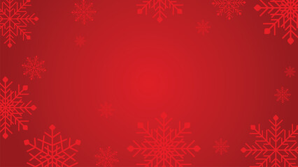Red christmas background vector template with snowflake border and copy space.