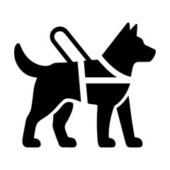 Guide dog with harness icon &mdash; accessibility and support symbol representing assistance for visually impaired individuals
