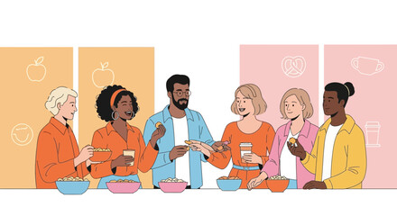 Group Of Friends Enjoying Appetizers And Beverages, Sharing Moments, and Conversation