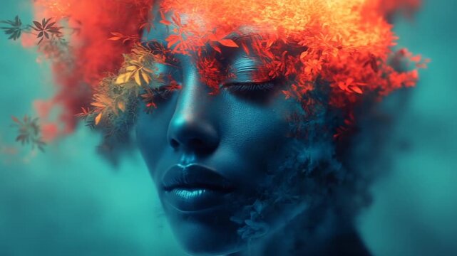 Conceptual Art of a Fiery Mind and Serene Face.