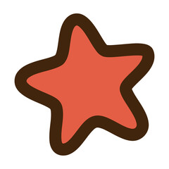 Chocolate Star Icon with Gradient Fill and Dark Brown Outline Isolated on Transparent Background Simple Sweet Treat Graphic Element