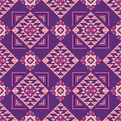 Geometric Ethnic pattern, Native American tribal fabric, tile, carpet, vector, illustration design, on  a pink-purple Tone background 
