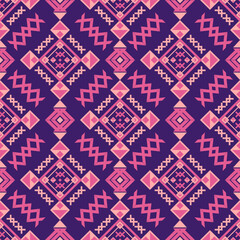 Geometric Ethnic pattern, Native American tribal fabric, tile, carpet, vector, illustration design, on  a blue-purple Tone background 