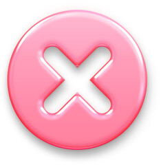 Fototapeta premium Cute 3D Pink Glossy Cross Icon for Closing a Window