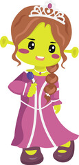 green princess cartoon illustration