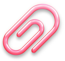 Cute 3D Pink Glossy Paperclip Icon for Email Attachment