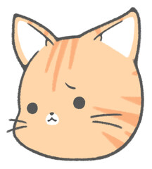A cute brown tabby cat character icon in trouble