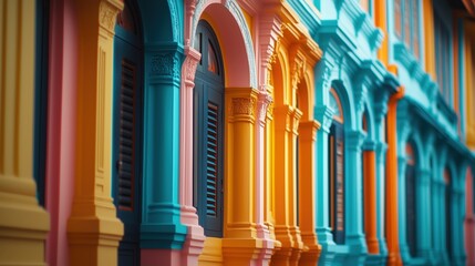 Obraz premium Colorful colonial buildings with pastel hues.