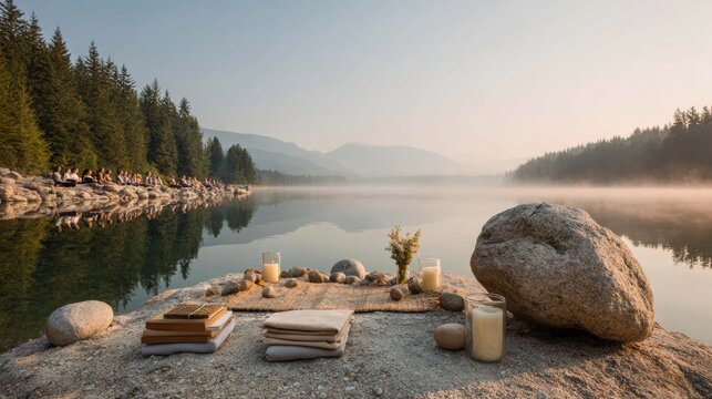 Premium Mindful Tech Detox Retreat with Digital Free Wellness Practice at Sunrise Forest Lake for Millennials and Young Professionals Marketing Content