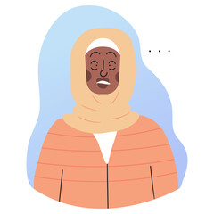 Muslim Woman in Peach Toned Outfit and Hijab Flat Illustration Portrait With Transparent Background and Minimalist Style for Fashion Design