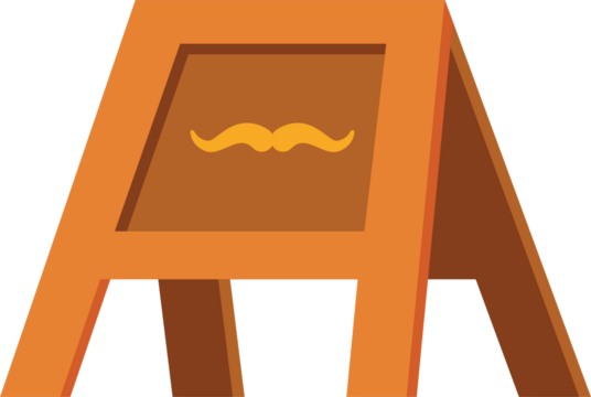 Oktoberfest Brown Wooden Stand with Mustache Logo on Transparent Background