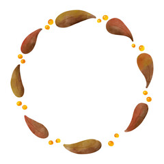 水彩タッチのナチュラルで落ち着いた秋色の葉と実のボタニカルフレーム