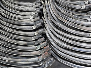 Many parts, lot of Metal Castings parts placed on mass, automotive parts mass production. 