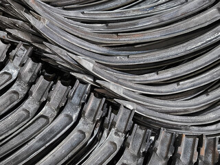 Many parts, lot of Metal Castings parts placed on mass, automotive parts mass production. 