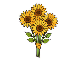 Sunflowers bouquet, harvest element vector illustration 