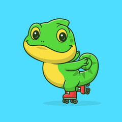 funny chameleon cartoon illustration