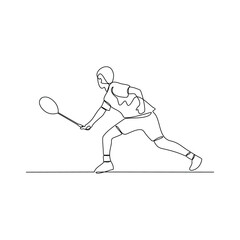 One continuous line drawing of badminton illustration. Badminton is a racquet sport played using racquets to hit a shuttlecock across a net. Sport theme design vector concept.