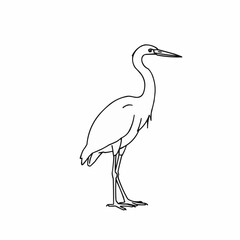 Obraz premium Elegant Line Art Depicting a Graceful Heron in Profile Stance