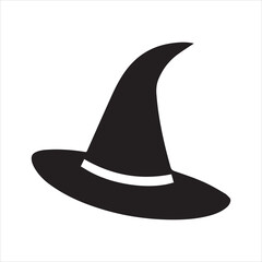 Silhouette of a witch hat on transparent background