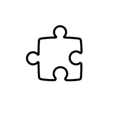 Obraz premium Solitary Black Outline of a Classic Puzzle Piece with Rounded Connectors