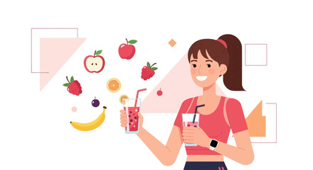 Healthy Smoothie Enjoyment: A Vibrant Illustration Of Fitness And Nutrition
