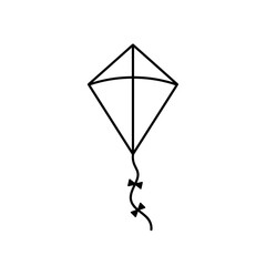 Simple Line Drawing of a Diamond Kite with Bowknots
