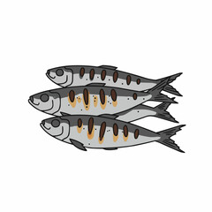 Three Silhouettes of Sardines in a Stacked Arrangement