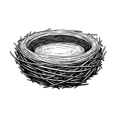Detailed Illustration of a Bird's Nest