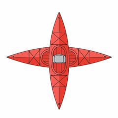 Overhead View of a Red Tandem Kayak, Cross Formation