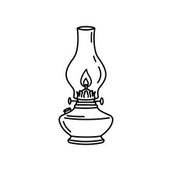Illuminated Vintage Oil Lamp Line Art Illustration