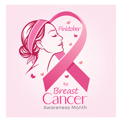 Breast cancer awareness pink ribbon. Banner template design. During October, which is Breast Cancer Awareness Month, this ribbon is widely used