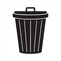 A black trash can image on transparent background silhouette